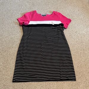 Karen Scott Sport Pink and Black Striped Dress 1X